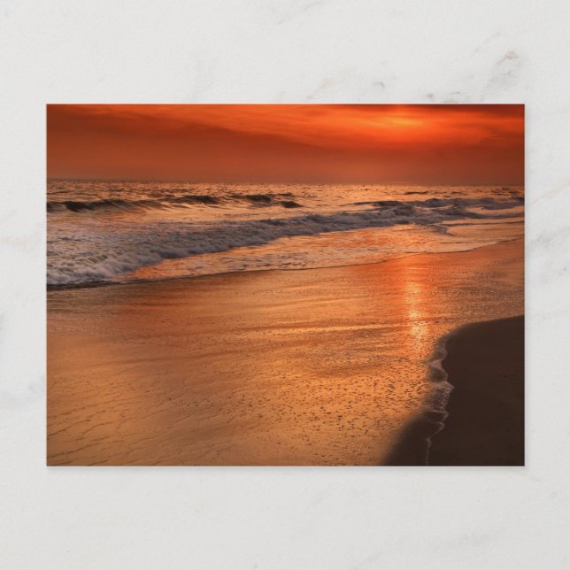 Sunset reflections off clouds and ocean shore postcard (Front)