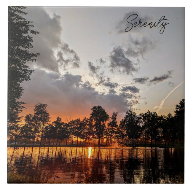 Sunset Reflections on the Lake Ceramic Tile (Front)