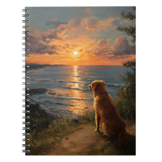 Sunset Reflections with Golden Retriever Notebook