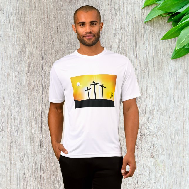 Sunset Religious Crosses Mens Active T-Shirt (Creator Uploaded)