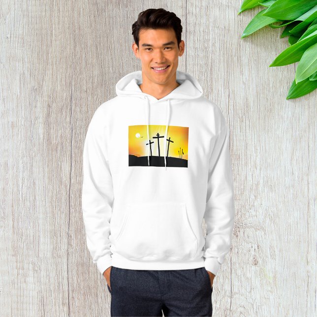 Sunset Religious Crosses Mens Hoodie (Creator Uploaded)