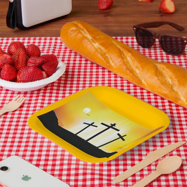 Sunset Religious Crosses  Paper Plates (Creator Uploaded)
