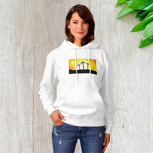 Sunset Religious Crosses Womens Hoodie (Creator Uploaded)