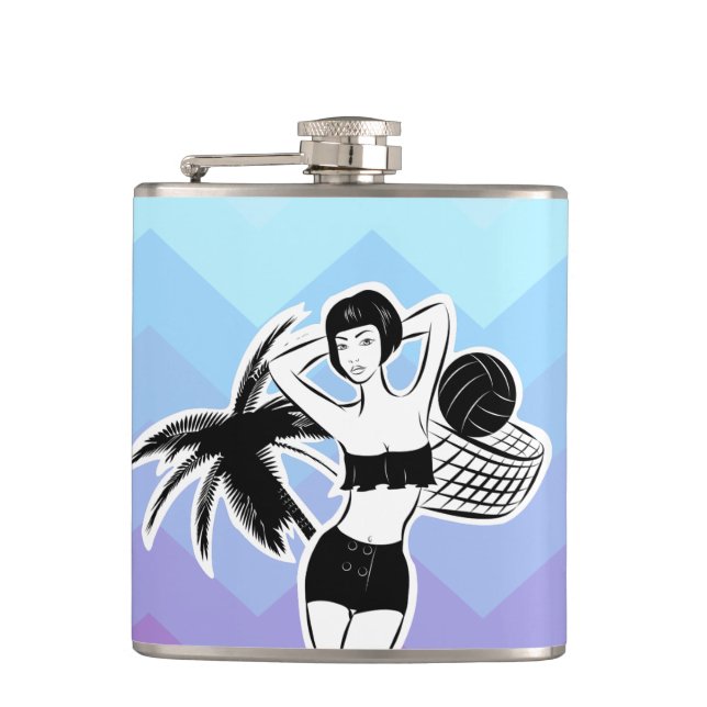 Sunset Resort Chevron Print Hip Flask (Front)