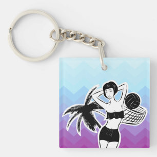 Sunset Resort Chevron Print Keychain