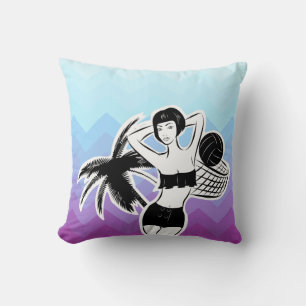 Sunset Resort Chevron Print Throw Pillow