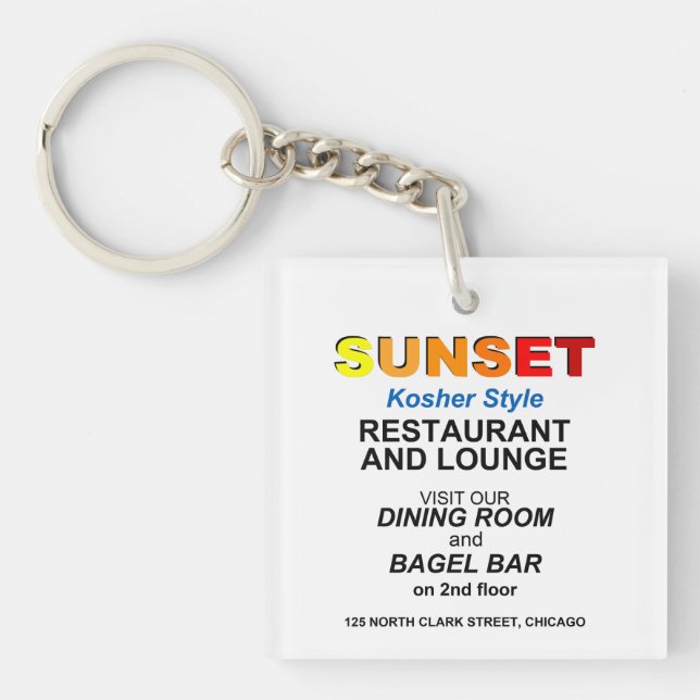 Sunset Restaurant and Lounge, Chicago, IL Keychain (Front)