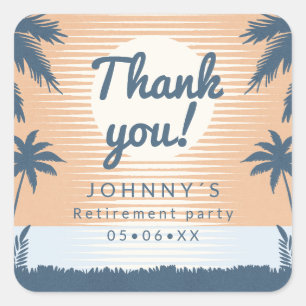 sunset retirement thank you square sticker