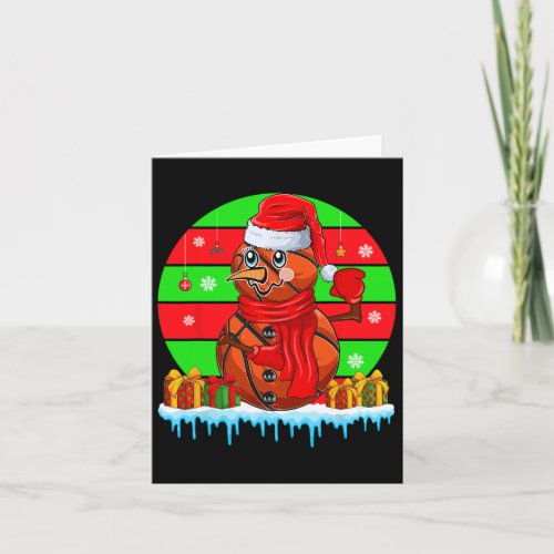 Sunset Retro Santa Basketball Balls Christmas Symb Card