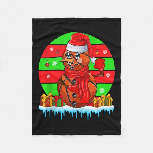 Sunset Retro Santa Basketball Balls Christmas Symb Fleece Blanket