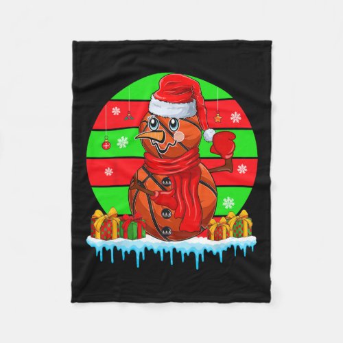 Sunset Retro Santa Basketball Balls Christmas Symb Fleece Blanket