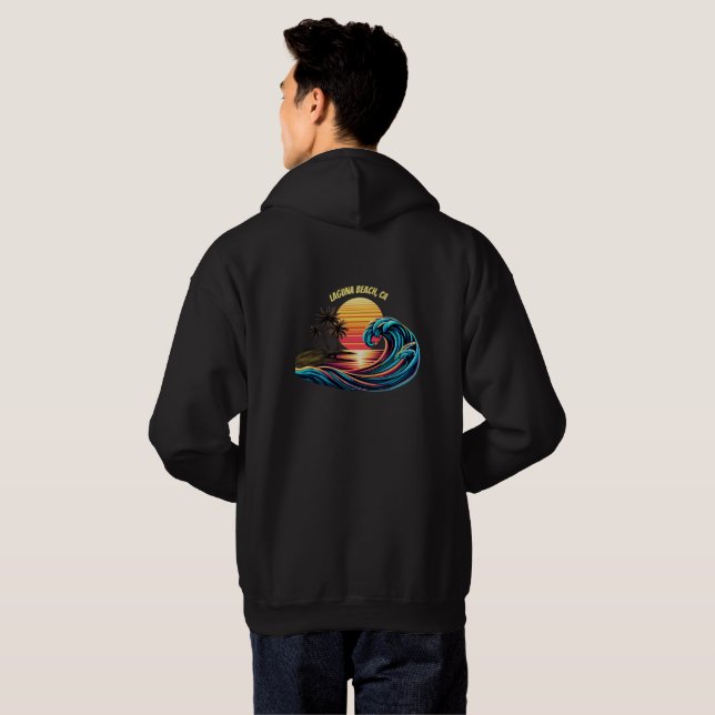 Sunset Retro Surf Wave Hoodie (Back Full)