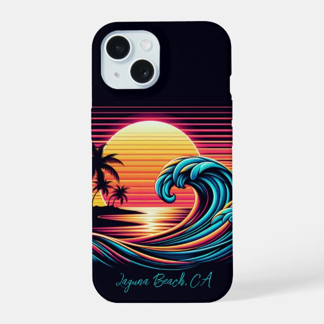 Sunset Retro Surf Wave Iphone Case (Back)