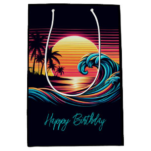 Sunset Retro Surf Wave Medium Gift Bag