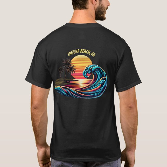 Sunset Retro Surf Wave T-Shirt (Back)