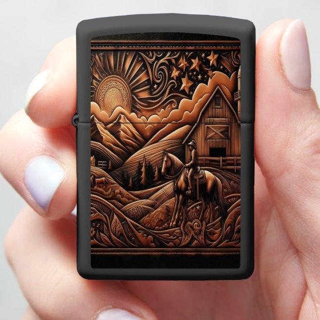Sunset Ride Through Mountain Valley Zippo Lighter (In Hand)