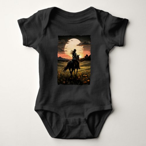 Sunset rider girl design baby bodysuit