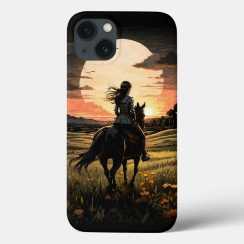 Sunset rider girl design iPhone 13 case