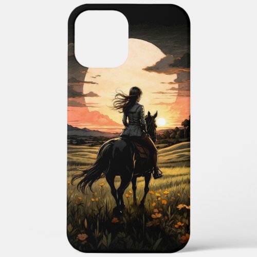 Sunset rider girl design iPhone 12 pro max case