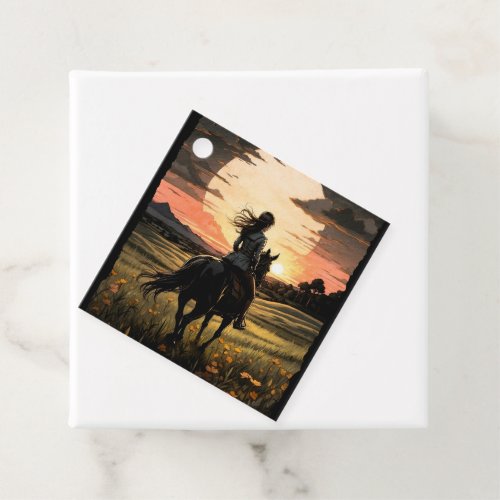 Sunset rider girl design favor tags