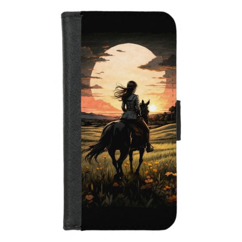 Sunset rider girl design iPhone 87 wallet case