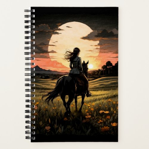 Sunset rider girl design notebook