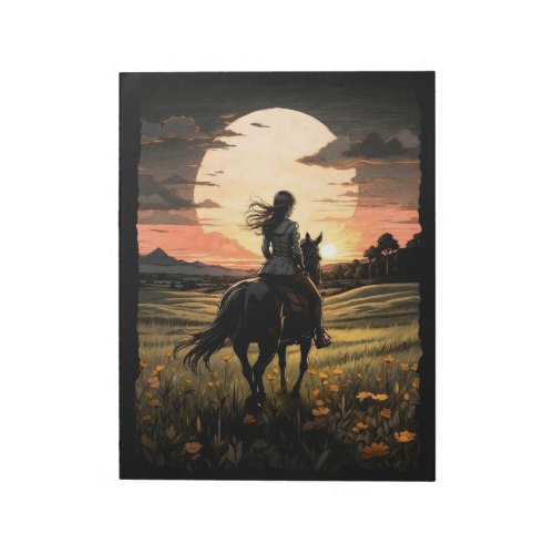 Sunset rider girl design notepad