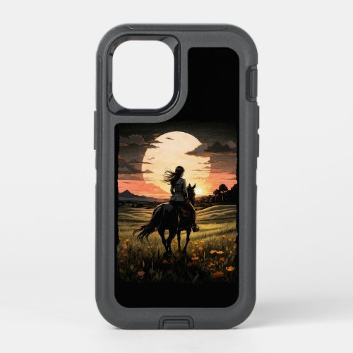 Sunset rider girl design OtterBox defender iPhone 12 mini case