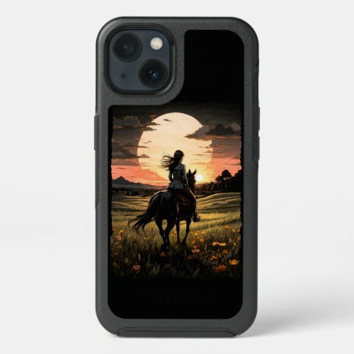 Sunset rider girl design iPhone 13 case