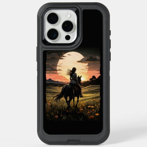 Sunset rider girl design iPhone 15 pro max case