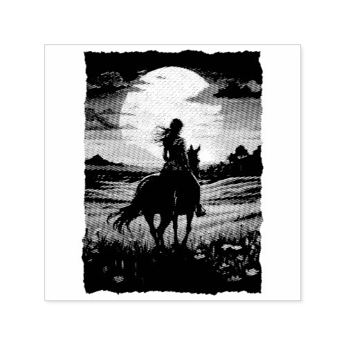 Sunset rider girl design self_inking stamp