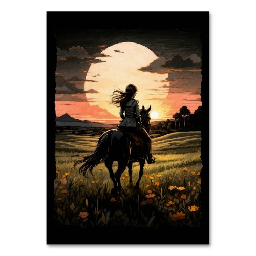 Sunset rider girl design table number