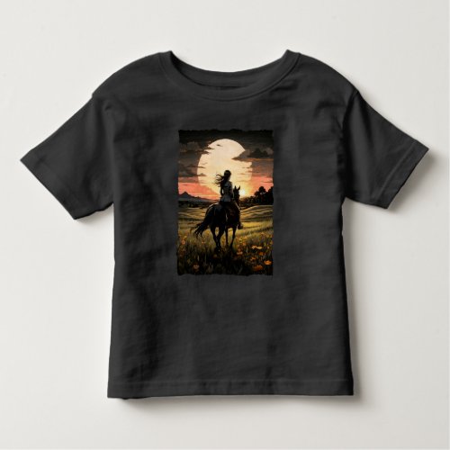 Sunset rider girl design toddler t_shirt