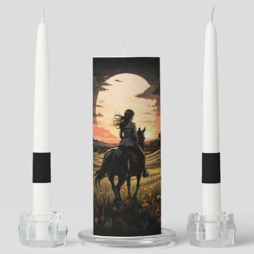 Sunset rider girl design unity candle set