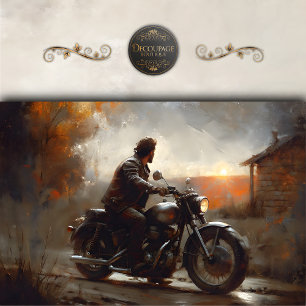 Sunset Rider Motorcycle Decoupage Tissue Paper