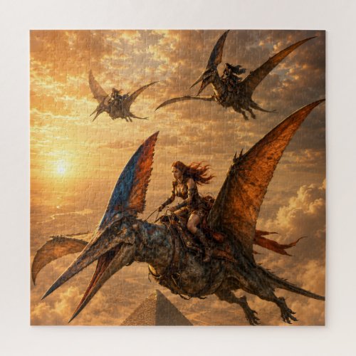 Sunset Riders Over the Pyramids Jigsaw Puzzle