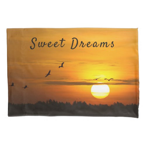 Sunset Romantic orange and black Sweet Dreams Pillow Case