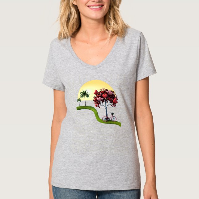 Sunset Romantic Women's Basic V-Neck T-Shirt (Front)