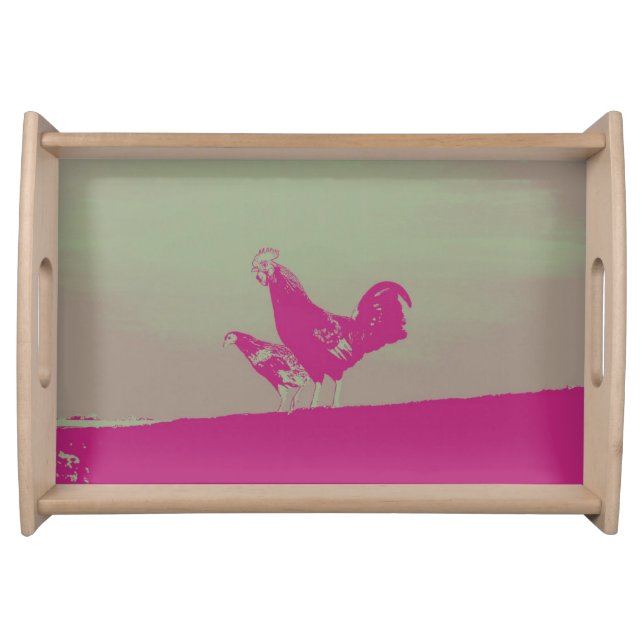 Sunset rooster serving tray (Front)