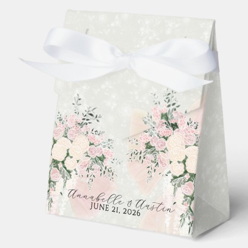 Sunset Rose- Coquette blush bow Bouquet Favor Boxe Boxes