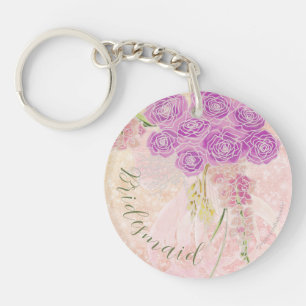 Sunset rose Coquette sheer bow Bouquet bridesmaid Keychain