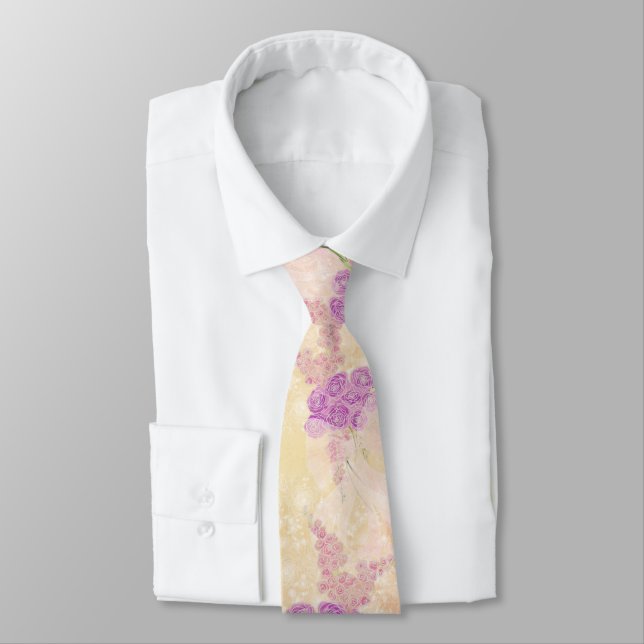 Sunset Rose Father of the Bride bow Bouquet Neck Tie (Tied)