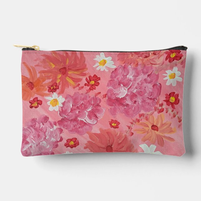 Sunset Rose Floral Accessories Pouch (Front)
