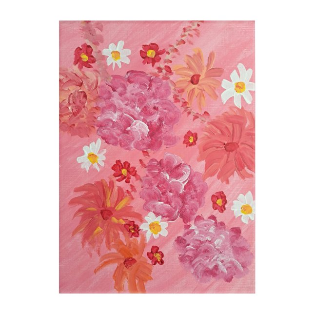 Sunset Rose Floral Acrylic Wall Art, 10x14 Print (Front)