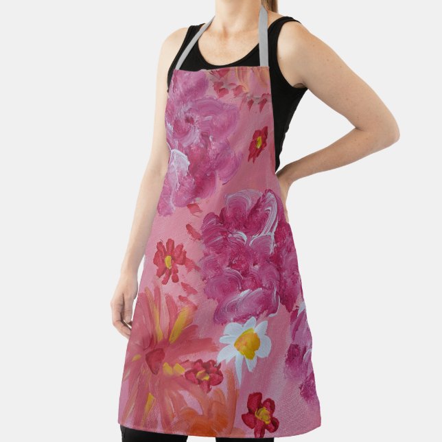 Sunset Rose Floral Apron (Insitu)