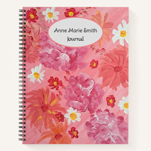Sunset Rose Floral Personalized Notebook (Front)