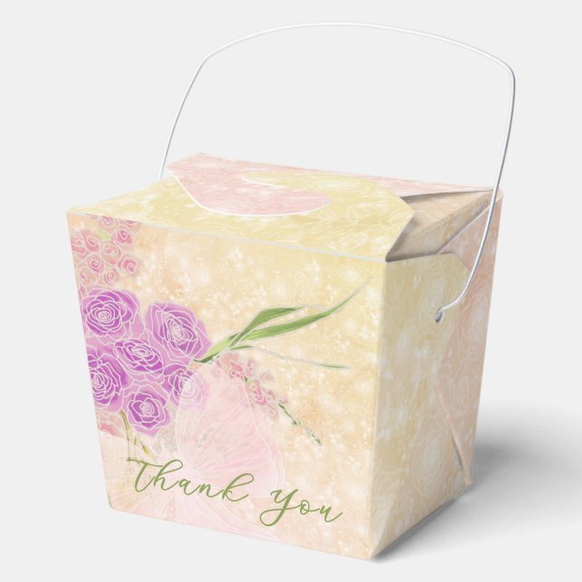 Sunset roses and blush Coquette Bow Bouquet Favor Boxes (Front)