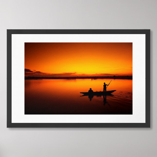 Sunset Rowing Boat Silhouette-16497 Framed Art (Framed Front)
