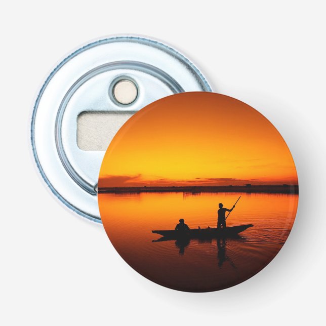 Sunset Rowing Boat Silhouette on the Sea-16497 Bottle Opener (Front)
