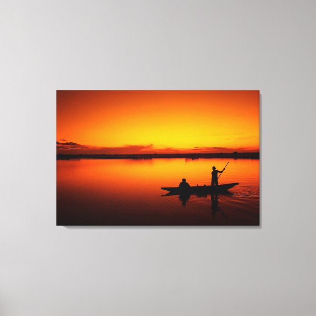 Sunset Rowing Boat Silhouette on the Sea-16497 Canvas Print (Front)